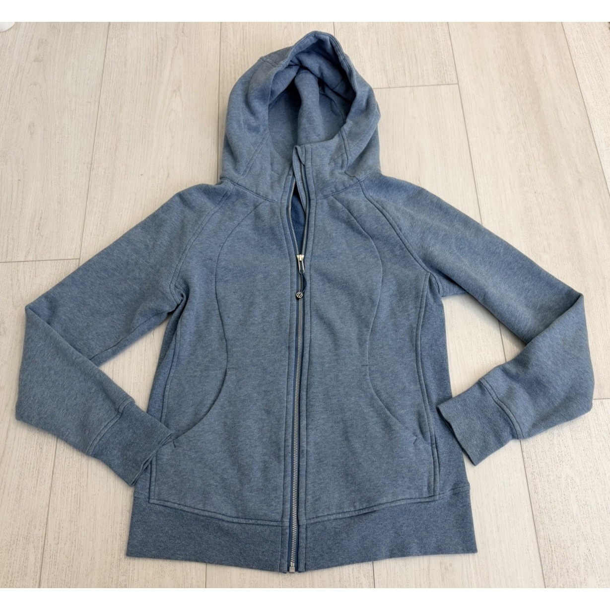 Lululemon Scuba Hoodie Light Cotton Fleece Sz 10 Heathered Illuminight Blue